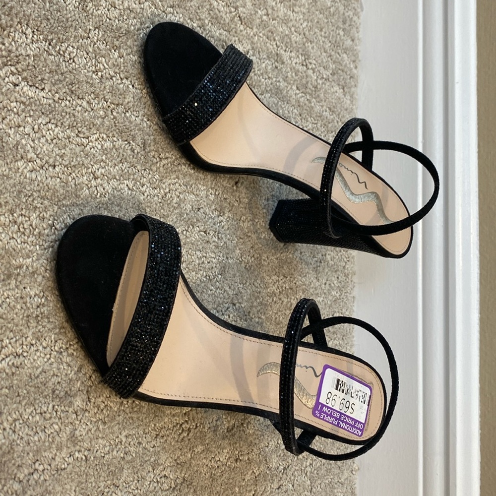 Nina black rhinestone accented sandals